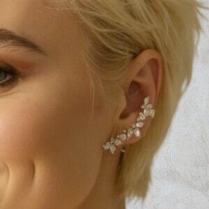 EAR CLIMBER -- Faux "Diamond" Ear Climber, Sexy, Cuff at Top, Piercing at Bottom